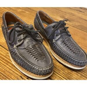 Pikolinos Woven Leather Boat Shoes Navy Mens 7 EU 40 Lace Up
